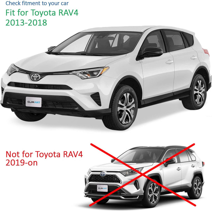 Вітровий дефлектор CLIM ART для Toyota RAV4 2013-2018, Дощовик на скло автомобіля, Дефлектори дощу, Клейкі дефлектори, 4 шт. и для Toyota RAV4 2013-2018, клей