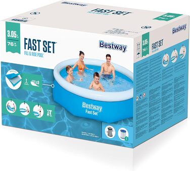 Набір для наземного басейну Bestway Fast Set з фільтруючим насосом Ø 305 x 76 см, блакитний, круглий