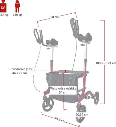 Підставка для ніг Antar AT51113 Arthritis, алюміній, 8.60 кг, червоний