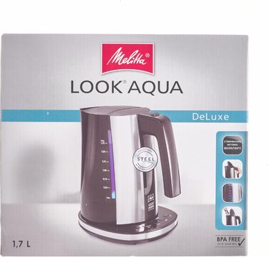 Чайник - MELITTA - Look Aqua DeLuxe 1026-14 з налаштуванням температури (80 C, 95 C, 100 C) для чаю та дитячого харчування та функцією збереження тепла, 1,7 л, 2400 Вт з налаштуванням температури один