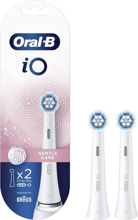 Електрична зубна щітка Oral-B iO Gentle Care, кручена та скошена щетина для більш глибокого видалення нальоту, 2 шт. и насадки для зубних щіток, біла 2 шт. и (1 упаковка)