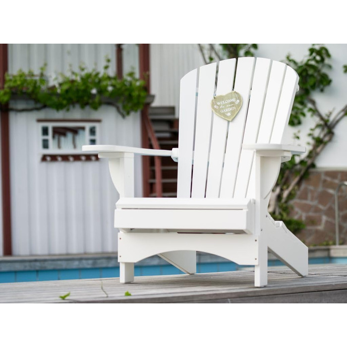 Оригінальні крісла Dream-Chairs з 2007 року Adirondack Chair Comfort de luxe в білому кольорі Садове крісло з ергономічною спинкою Крісло для патіо Садове крісло для балкона, саду максимальне навантаження 170 кг 98D x 84W x 95H см Білий - Лакований