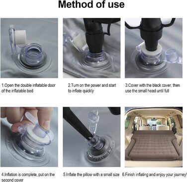 Надувний матрац Vinteky, надувний автомобільний матрац Автомобільне ліжко з електричним повітряним насосом, універсальний товстіший автоматичний матрац для багажника та позашляховика, Кемпінг/Подорожі/На відкритому повітрі, 180 см x 145 см, Сірий