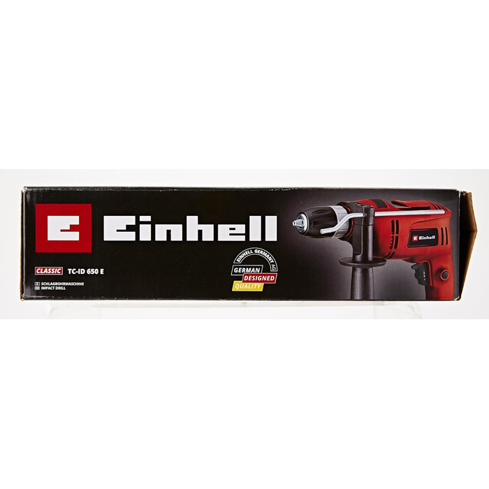 Ударний дриль Einhell TC-ID 650 E (650 Вт, свердління Ø деревини 25 мм, бетону 13 мм, металу 10 мм, обмежувач глибини по металу, гачок для ременя)