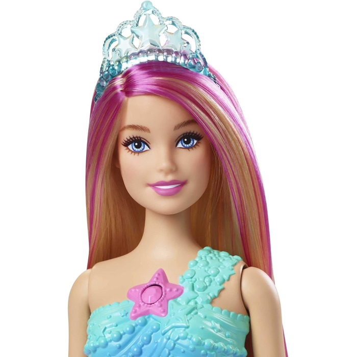 Лялька Barbie Dreamtopia Magic Light Mermaid зі світлим волоссям, лялька Барбі з хвостом русалки, підходить як подарунок для дітей віком від 3 років, рожеве волосся HDJ36 одинарне