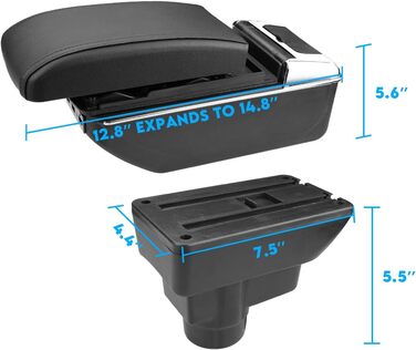 Підлокітник центральної консолі MARCHFA для Corsa D 2006-2014 з USB-портами Коробка для зберігання центральної консолі зі штучної шкіри (чорна прошивка)