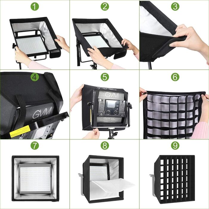 Розсіювач GVM Softbox для LED відео світла, RGB 680RS, 880RS, 1000D Series Softbox підходить для світлодіодного студійного світла, фотосвітла, світлодіодного відео освітлення, 880RS Світлодіодне відео світло Softbox Аксесуари Softbox-700