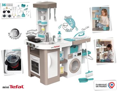 Ігрова кухня Tefal Studio Bubble XL - велика дитяча кухня з пральнею від 3 років - 36 аксесуарів та багато функцій