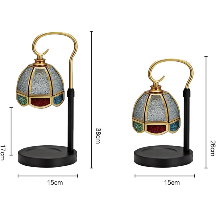 Електричний підігрівач свічок ABHI, ароматична лампа з регулюванням яскравості та 2 лампочками, лампа для підігріву свічок для домашньої спальні, настільні лампи та ароматична лампа для воску - кольоровий абажур