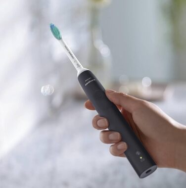 Звукова електрична зубна щітка Philips Sonicare серії 3100 з датчиком тиску та функцією нагадування BrushSync, HX3673/14, Чорний