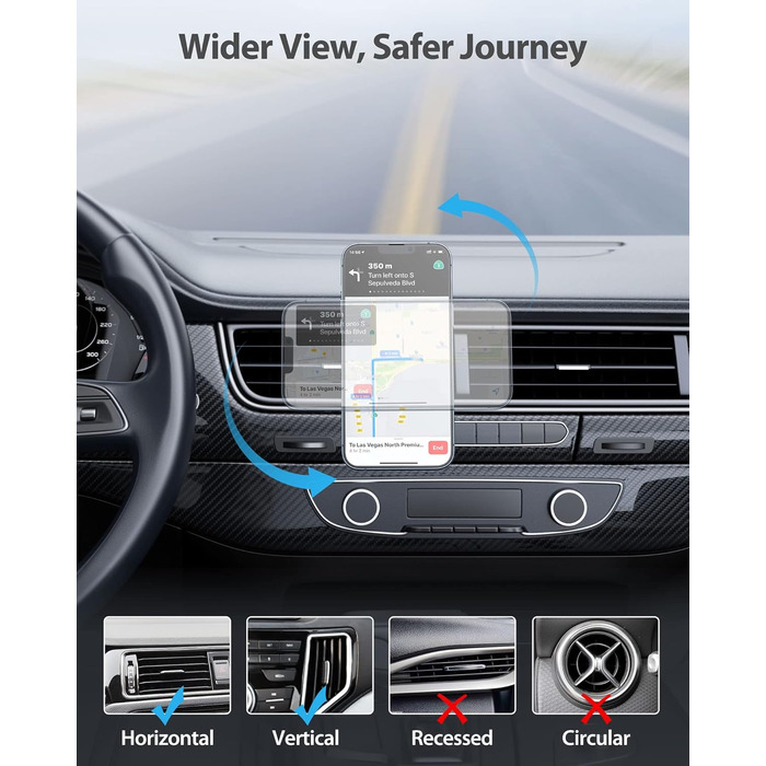 Автомобільний тримач для мобільного телефону YOSH Mag-Safe для iPhone серії 15/14/13/12 та чохли Magsafe, тримач для мобільного телефону Автомобільна магнітна вентиляція, автомобільний магнітний тримач для мобільного телефону без додаткових металевих плас
