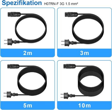 Кабель змінного струму Betteri BC01 2M/3M/5M/10M, подовжувач Betteri BC01 із гніздом до штепсельної вилки Schuko (IP44) підходить для мікроінвертора DEYE старого зразка (5M)