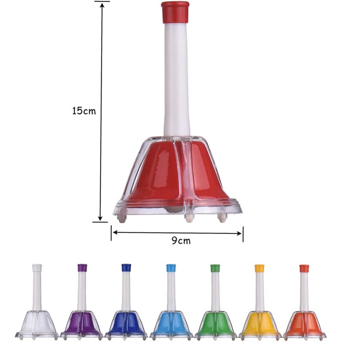 Дзвіночки ручні Btuty, набір з 8 дзвіночків, різнокольорові, металеві