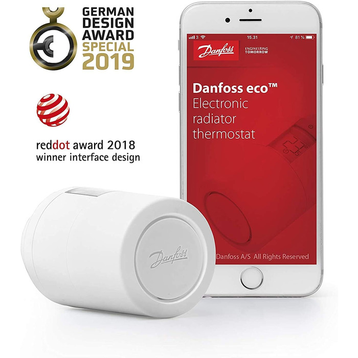 Інтелектуальний радіаторний термостат Danfoss з технологією Bluetooth ECO 014G1115 НОВА ВЕРСІЯ, білий