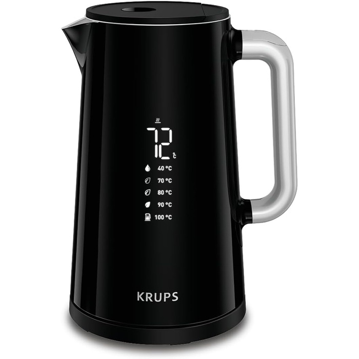 Чайник Krups Smart'n Light, 5 температур, ємність 1,7 літра, внутрішня частина з нержавіючої сталі, з подвійними стінками, чорний, BW801810 одномісний