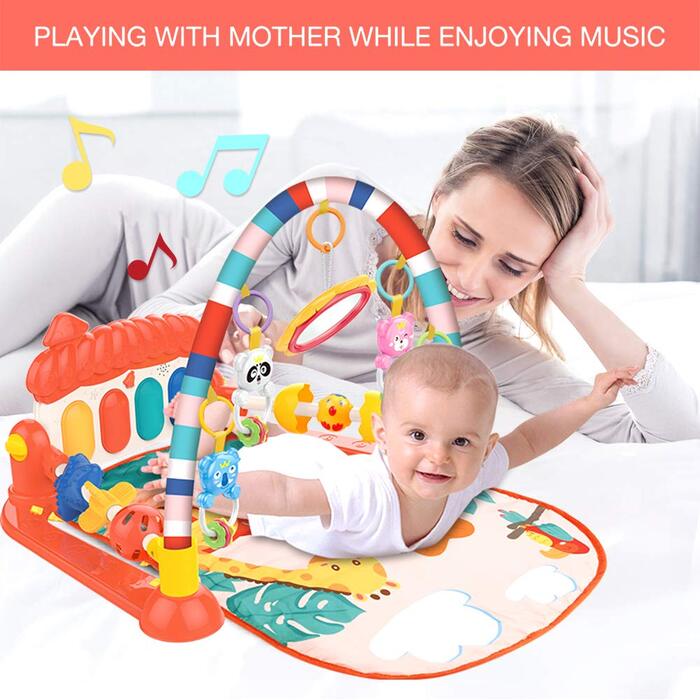 Ігровий килимок Eners Baby Gym Килимок для музичної активності Піаніно Baby Play Gym Час животика М'який килимок для малюків новонароджених малюків (гриби червоні)