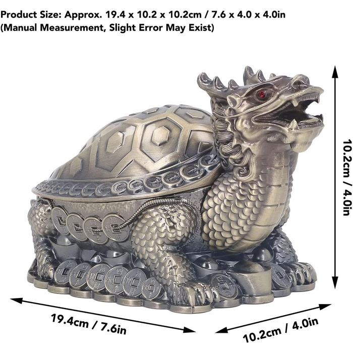 Попільничка з вітрозахисною кришкою, 20 см 3 слота бронза цинковий сплав черепахи дракона прикраса столу металевий тримач попільнички для офісу вітальні спальні