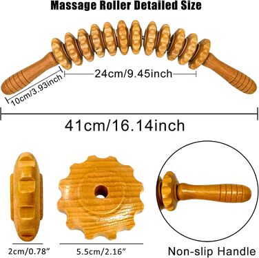 Масажний ролик, Fascia Roller Wood, для розслаблення м'язів, Body Sha Sculpting, Gua Sha Massage, Anti Cellulite, Бук (колір дерева)