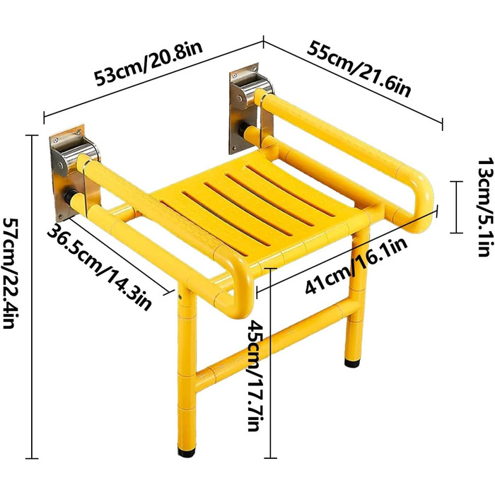 Поручні для людей похилого віку, Поручні для ванни та душу, Складні поручні для ванної кімнати з поручнями, Поручні з нержавіючої сталі (Жовтий)