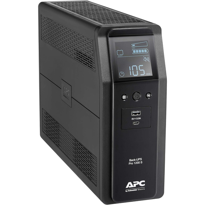 Резервний ДБЖ APC by Schneider Electric PRO UPS 900 ВА потужністю 900 ВА - BR900G-GR - включно зі страхуванням захисту пристрою вартістю 150 000 євро (5 - функція енергозбереження, багатофункціональний дисплей) (живлення 1200 ВА - модель SI, IEC - виходи 