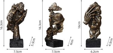 Скульптура мислителя, Тиша - золота статуя, прикраса абстрактної фігури, сучасна скульптурна прикраса, сучасне ремісниче мистецтво для офісу, дому, прикраса робочого столу, набір скульптур, 3 шт. и. Мідь