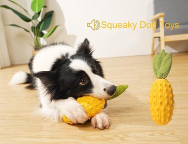 Іграшки для собак Acecy, Chew Toys Dog Almost Indestructible, Squeaky Dog Toys For Puppies Medium and Large, Rubber Horned Melon Dog Toys