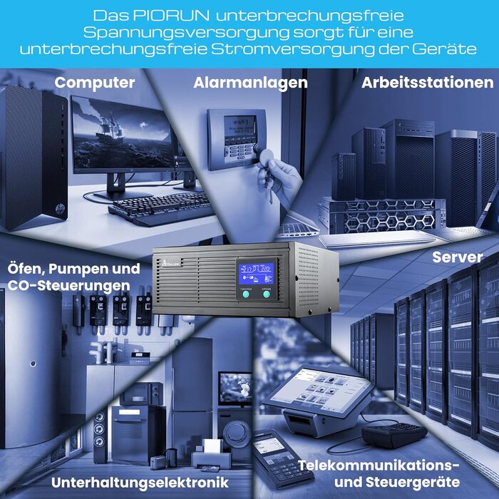 Аварійне джерело живлення ДБЖ EXTRALINK Piorun 1000VA/ Інвертор ДБЖ з чистим синусом 12 В постійного струму Інвертор РК-дисплей Інтегрований захист Керування процесором Джерело безперебійного живлення Джерело безперебійного живлення ДБЖ (640 Вт)