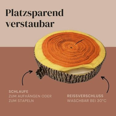 Набір з 4 зручних подушок для сидіння диск з дерева під дерево - кругла подушка для підлоги Ø 38 см також для дітей - подушка для крісла для стільця, саду, лавки - подушка для сидіння подушка сидіння з чохлом, що миється Комплект з 4 подушок для сидіння с