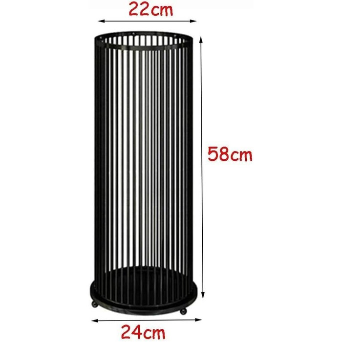 Підставка для парасольок JWXFGHJT, тримач для парасольки, підставка для парасольки з легкого заліза, відро для зберігання довгої та короткої парасольки, порожниста підставка для зливу парасольки чорна