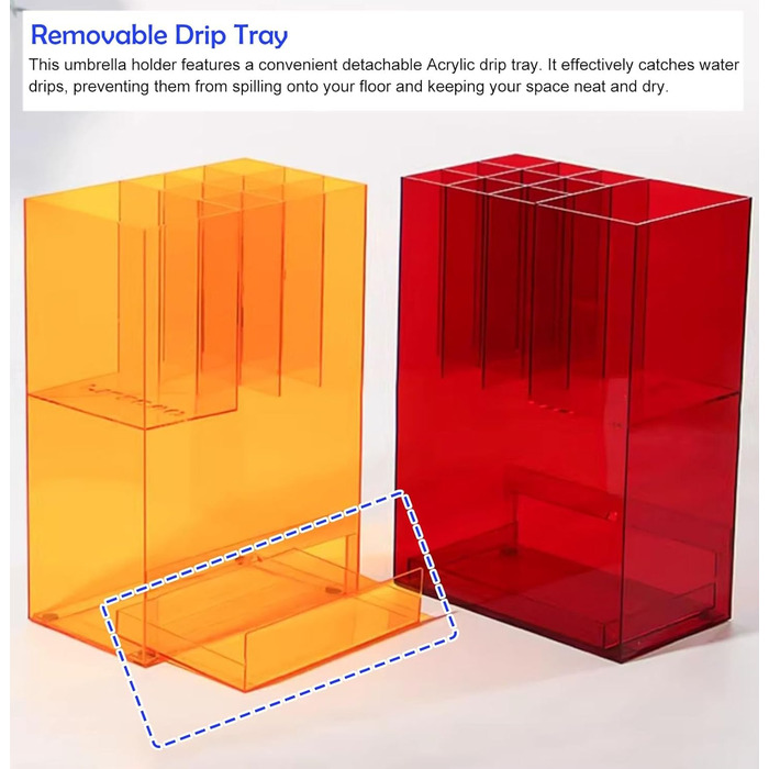 Підставка для парасольки Тримач підставки для парасольки Рамка Креативний акриловий тримач для парасольки, зберігання парасольок для домашнього господарства Внутрішній коридор готелю зі знімним піддоном для крапель, відро для парасольки великої місткості 