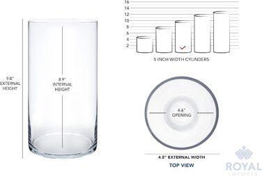 Ваза для квітів Royal Imports, акриловий циліндр, декоративний центральний елемент для дому або весілля, небиткий пластик, 12,7 x 25,4 см, кругла, прозора 5'X10 Прозора