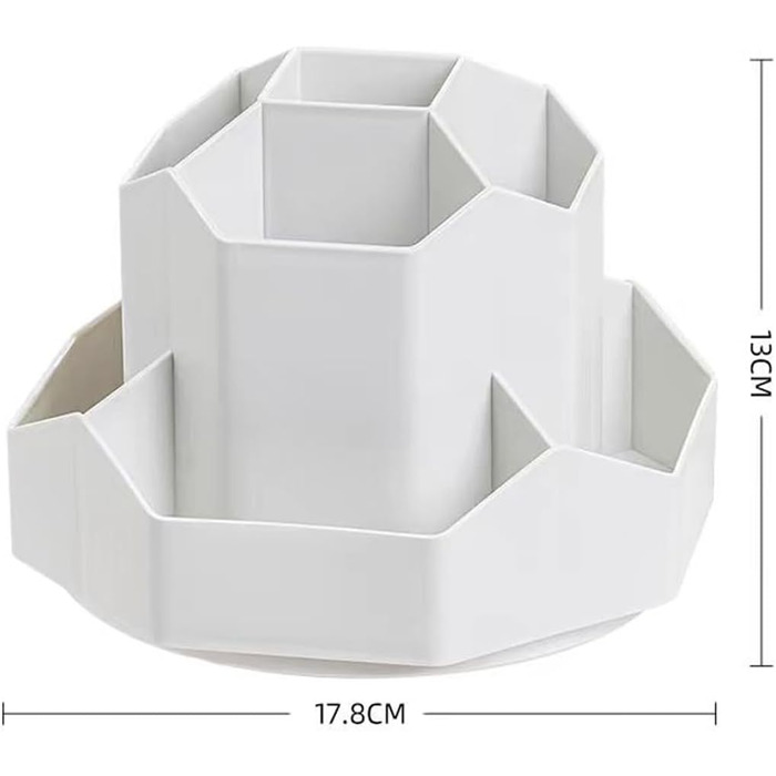 Поворотний тримач для ручок Vongfome на 360 Поворотний настільний органайзер Поворотний тримач для ручок з 9 відділеннями, для ручок, канцелярське приладдя, шкільне приладдя, пензлик для макіяжу (білий).