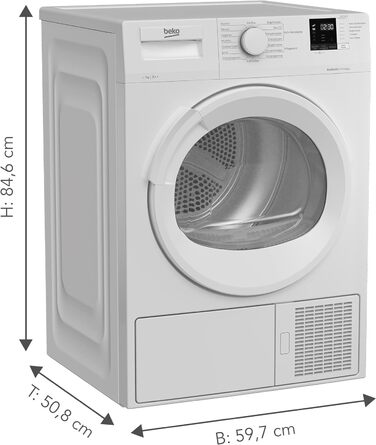 Сушильна машина Beko DHC946GX b300 з тепловим насосом, до 9 кгглибина корпусу 46 см, клас енергоспоживання A, 15 програм ніжний барабан AquaWave , білий