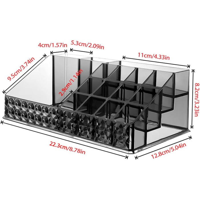 Органайзер для косметики, Набір органайзерів для макіяжу, Тримач для косметичних пензликів, Контейнер для ватних дисків, Контейнер для макіяжу, Спальня, Ванна кімната, Зберігання на столику для макіяжу (чорний)