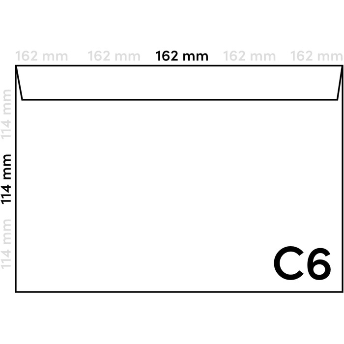 Конверти Netuno 1000 DIN C6 114 шт. 162 мм 80г Паперові конверти білі самоклеючі без вікна Конверти з прямим клапаном Паперові білі бізнес-конверти C6 Конверти з внутрішнім друком C6/1000