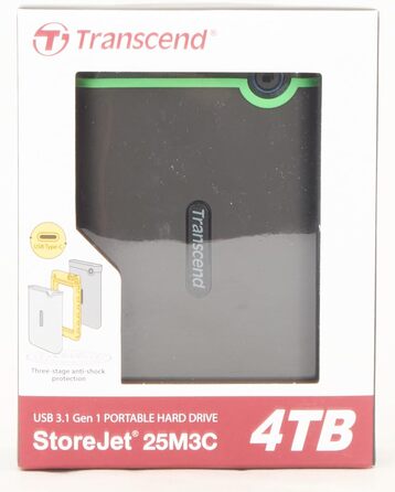 ТБ USB Type-C Storejet 25M3C - 2,5-дюймовий зовнішній жорсткий диск з ударостійким типом C TS4TSJ25M3C, 4