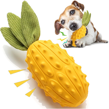 Іграшки для собак Acecy, Chew Toys Dog Almost Indestructible, Squeaky Dog Toys For Puppies Medium and Large, Rubber Horned Melon Dog Toys