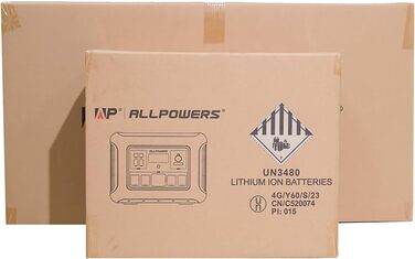 Портативна електростанція ALLPOWERS R1500 із сонячною панеллю 400 Вт, батареєю LiFePO4 ємністю 1152 Втгод із сонячним генератором змінного струму потужністю 1800 Вт, безшумне мобільне аварійне джерело живлення для саду, подорожей, кемпінгу, автофургону