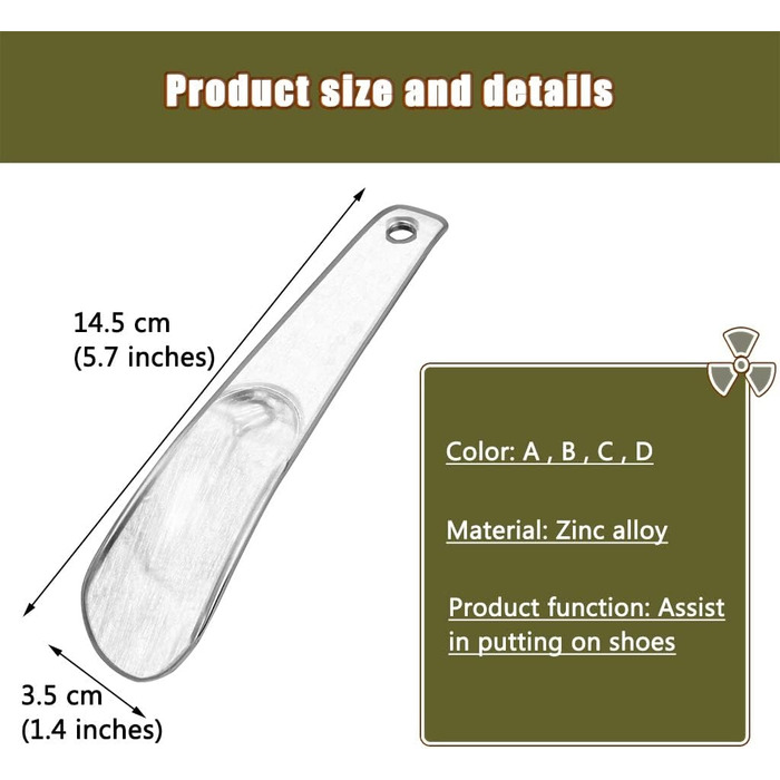 Портативний міні-ріжк для взуття з короткою ручкою, доступні 4 кольори, міцний підйомник взуття з цинкового сплаву, підходить для людей з поганою шиєю, практичні варіанти подарунка (колір 14,5 * 3,5 см 4 кольори