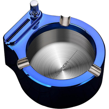 Попільничка металева ретро, попільничка з запальничкою, попільничка металева сірникова, багатофункціональна попільничка, попільничка металева ретро на десять тисяч сірників, запальничка (синя)