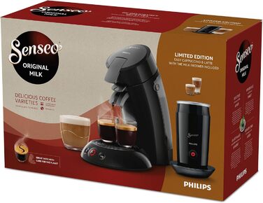 Оригінальна кавоварка Philips Appliances Senseo з піноутворювачем молока - технологія Coffee Boost і Crema Plus, 0,7 літра, чорна, (HD6553/65)