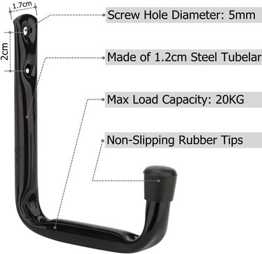 Гачки для зберігання в гаражі, міцні J-образні гачки, настінні, садові інструменти, органайзери для зберігання (11,5см х 10см) 11,5см х 10см, 20 шт.