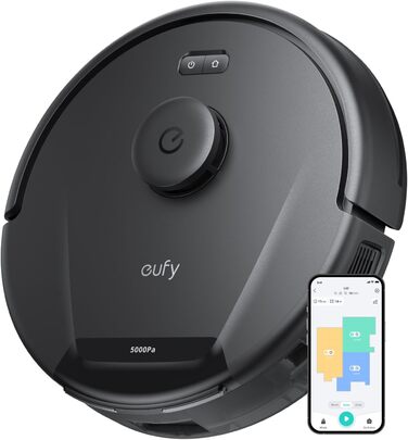 Робот-пилосос eufy L60, надсильна потужність всмоктування 5000 Па, робот-пилосос із лазерною навігацією iPath, для ретельного прибирання підлоги, керування програмою, ідеально підходить для волосся, килимів, твердої підлоги