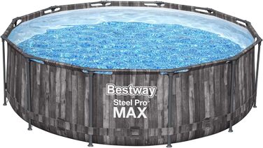 Запасний каркасний басейн Bestway Steel Pro MAX для аксесуарів Ø 366 x 100 см, під дерево (морений дуб), круглий