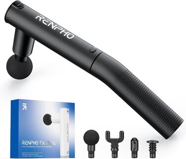 Massage Gun with Extension, RENPHO Extend Massage Gun Handheld Massager, Powerful Massage Gun Deep Tissue, Percussion Muscle Massage Gun for Athletes with Type-C Charging, Black, Massage Gun with Extension, RENPHO Extend Massage Gun Handheld Massager, Pow