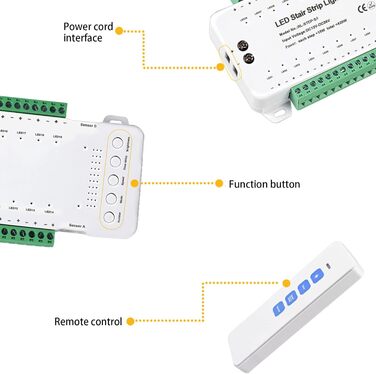 Світлодіодне освітлення сходів XLSBZ з детектором руху, світлодіодна сходова стрічка з 16 сходинок Тепле світло (28 сходинок RL-STEP-04 (з пультом дистанційного керування))