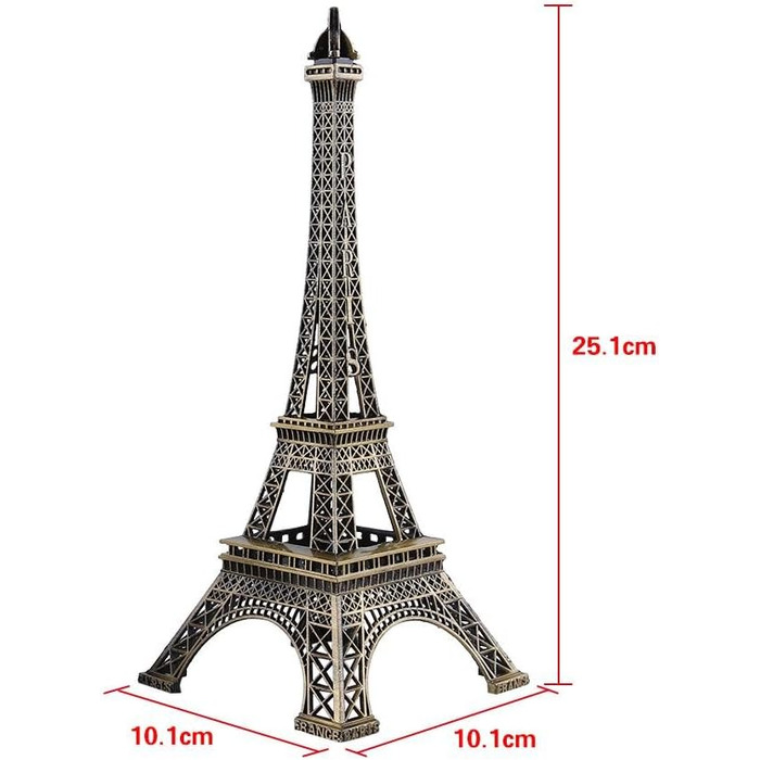 Модель Ейфелевої вежі Heaveant, металева статуя Ейфелевої вежі, бронзовий тон Паризької фігури Ейфелевої вежі, старовинна модель статуї з цинкового сплаву для сувенірів (25 см) 25 см