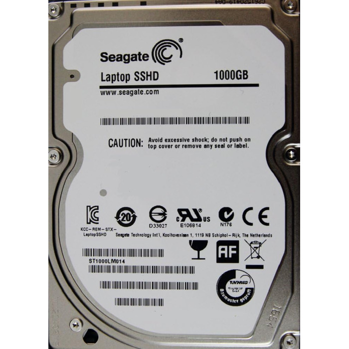 Гібридний жорсткий диск Seagate з 1 ТБ пам'яті та 8 ГБ флеш-пам'яті SSD, 5400 об/хв, 64 МБ, SATA, 9,5 мм, ST1000LM014