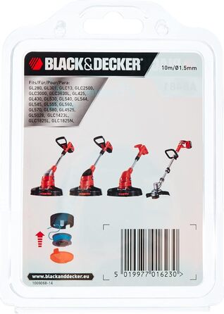 Акумуляторний тример для газону BlackDecker BCSTA536B (36 В, ширина зрізу 33 см), помаранчевий/чорний та повністю автоматична однолінійна котушка (для тримера довжиною 10 м, діаметр лески 1,5 мм) A6481 Тример для газону однолінійна котушка