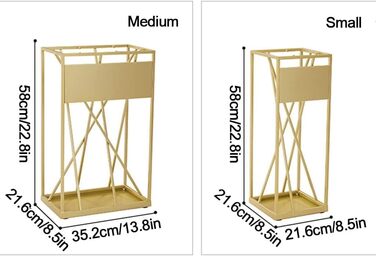 Підставка для парасольки, дизайнерська металева підставка для парасольки, прямокутна, тримач для парасольки для входу зі зливним отвором і гачком, підставка для парасольки, креативна модна парасолька для зберігання для дому або дому 35.2x21.6x58см